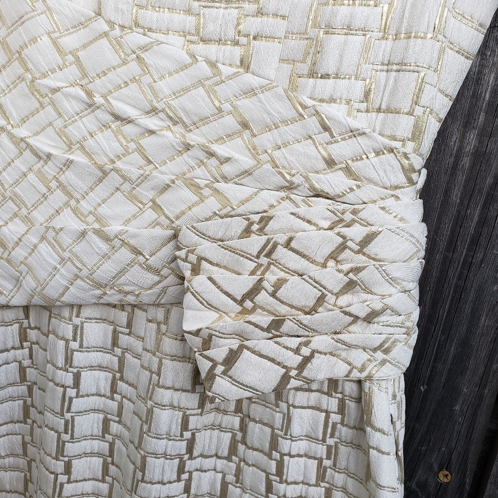 Kay Unger White Gold Accented Beaded Waist Dress - Picture 4 of 6